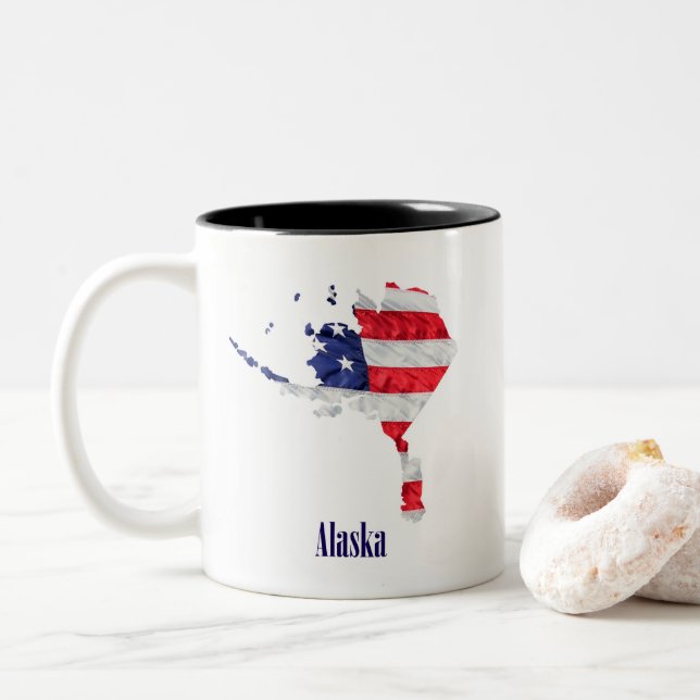 Tasse 2 Couleurs Drapeau américain Alaska États-Unis (Avec donut)