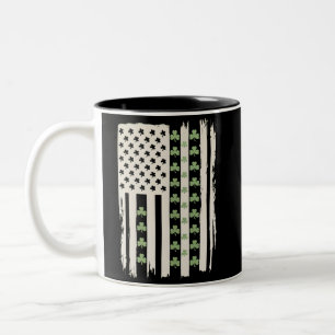 Tasse 2 Couleurs Drapeau américain avec trèfles pour la Saint-Patri