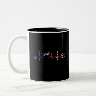 Tasse 2 Couleurs Drapeau américain de battement de coeur de