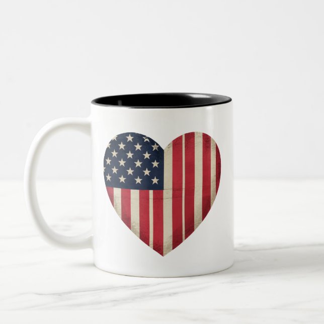 Tasse 2 Couleurs Drapeau américain Patriotique USA Star Strip 4 jui (Gauche)