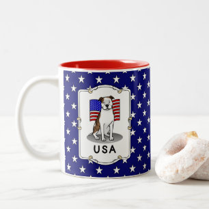 Tasse 2 Couleurs Drapeau américain Taureau (lb brindle blanc 3)