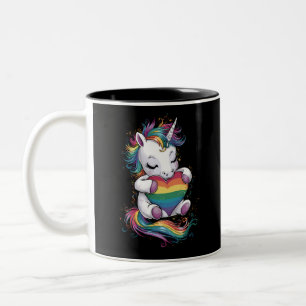 Tasse 2 Couleurs Drapeau Arc-en-ciel de la Fierté Licorne Cœur Gay