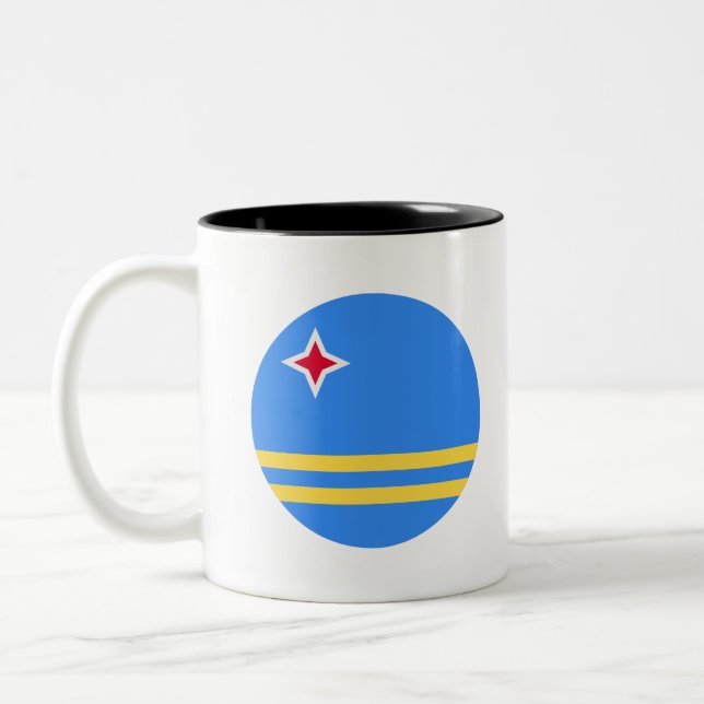 Tasse 2 Couleurs Drapeau Aruba (Gauche)