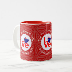 Tasse 2 Couleurs Drapeau Australien Lettres Rouges Drapeau LOVE Per