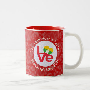 Tasse 2 Couleurs Drapeau Birmanie Myanmar Cœur AMOUR Rouge Personna
