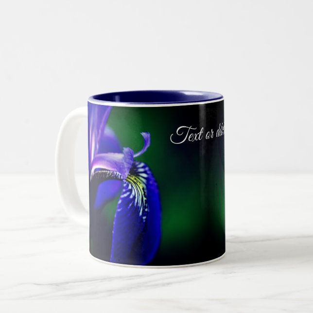 Tasse 2 Couleurs Drapeau bleu Fleur Iris Personnalisé (Devant gauche)