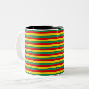 Tasse 2 Couleurs drapeau cameroun rayures pays motif vert rouge ye