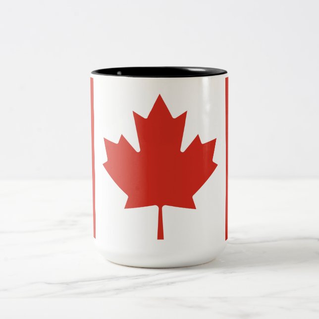 Tasse 2 Couleurs Drapeau canadien (Feuille d'érable) (Canada) (Centre)