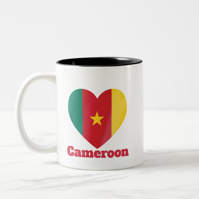 Tasse 2 Couleurs Drapeau cardiaque du Cameroun (Gauche)