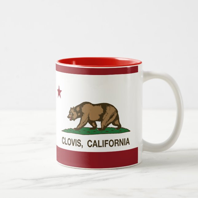 Tasse 2 Couleurs Drapeau Clovis d'état de la Californie (Droit)