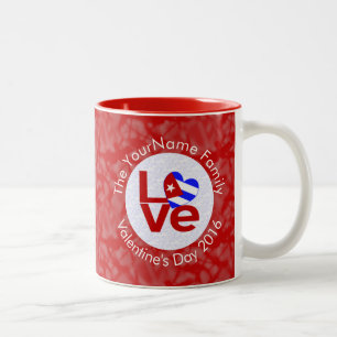 Tasse 2 Couleurs Drapeau cubain rouge AMOUR Personnalisé