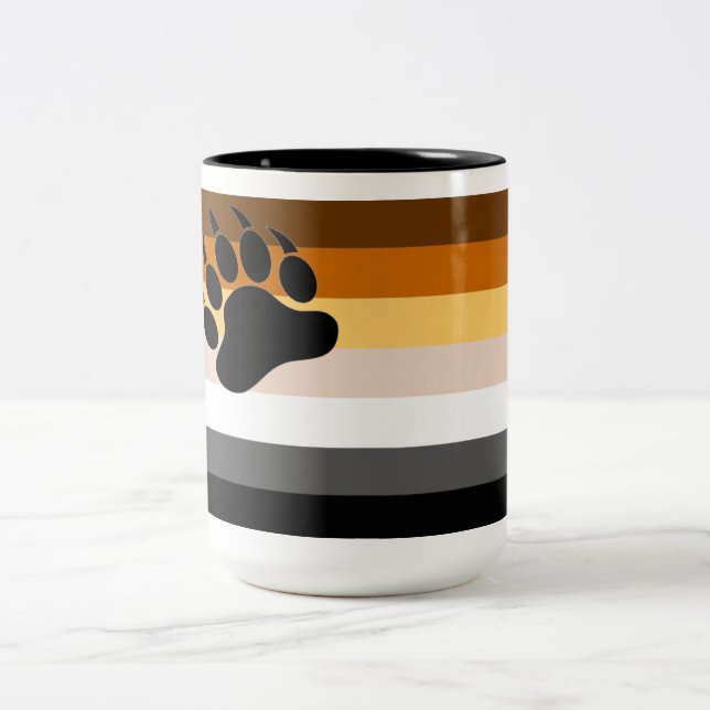 Tasse 2 Couleurs Drapeau de couleurs de fierté d'ours Patte noire (Centre)