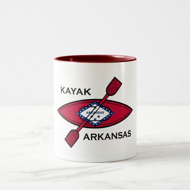 Tasse 2 Couleurs Drapeau de Kayak Arkansas (Centre)