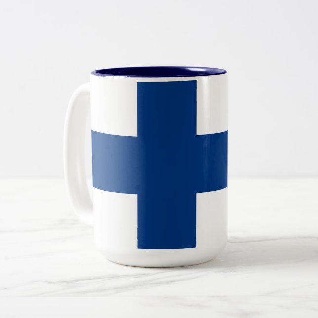 Tasse 2 Couleurs Drapeau de la Finlande (Devant gauche)