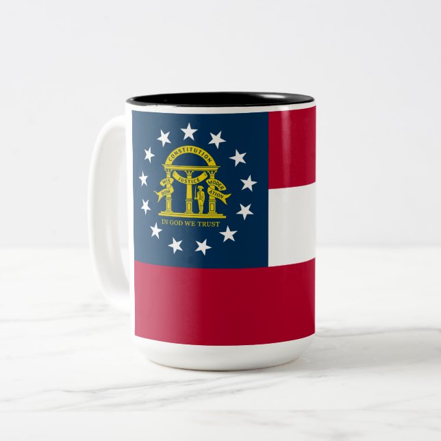 Tasse 2 Couleurs Drapeau de la Géorgie (États-Unis) (Devant gauche)