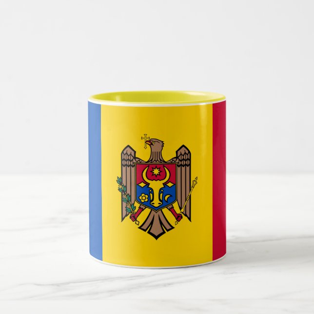 Tasse 2 Couleurs Drapeau de la Moldavie (Centre)