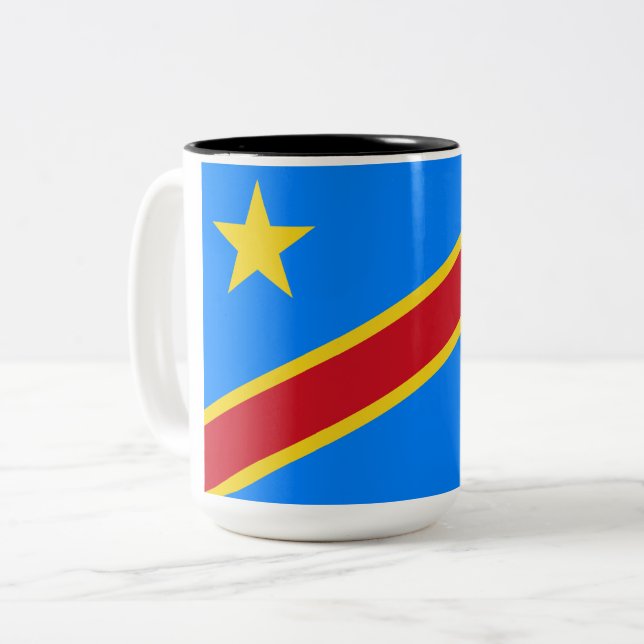 Tasse 2 Couleurs Drapeau de la RDC (République démocratique du Cong (Devant gauche)