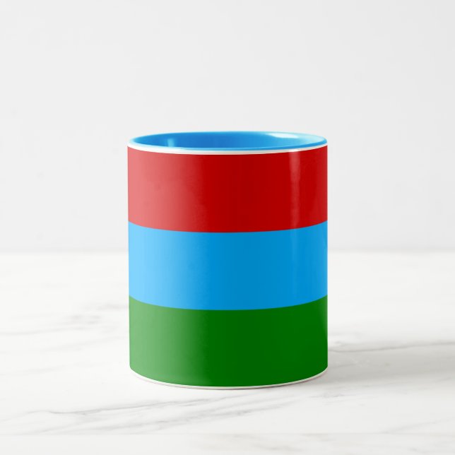Tasse 2 Couleurs Drapeau de la République de Karelia (Centre)