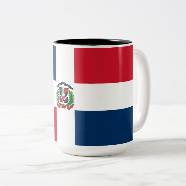 Tasse 2 Couleurs Drapeau de la République dominicaine (Devant droit)