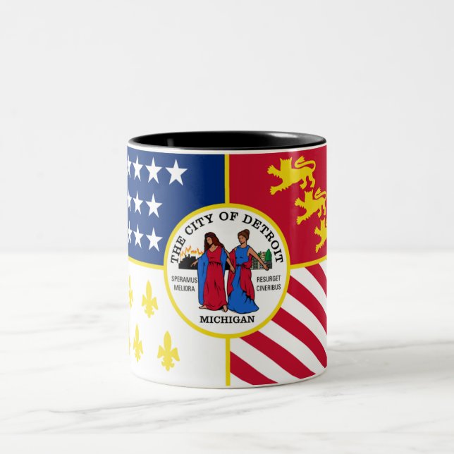 Tasse 2 Couleurs Drapeau de la ville de Detroit (Centre)