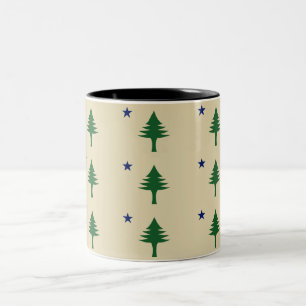 Tasse 2 Couleurs Drapeau de l'État du Maine avec pin et étoile 1901