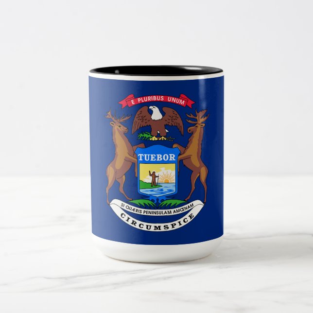 Tasse 2 Couleurs Drapeau de l'État du Michigan (Centre)