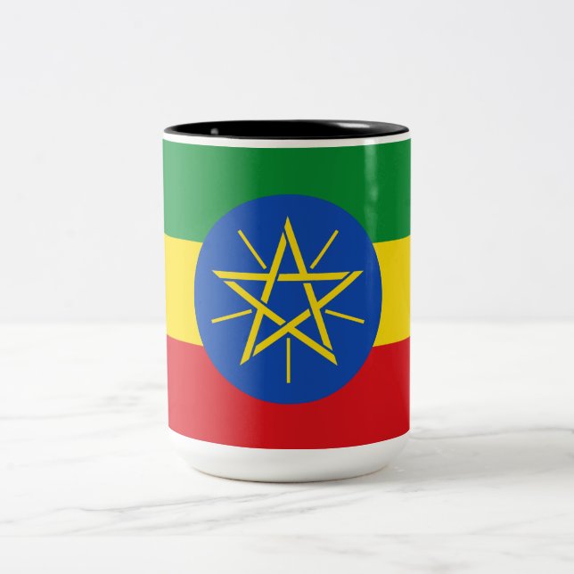 Tasse 2 Couleurs Drapeau de l'Éthiopie (Centre)