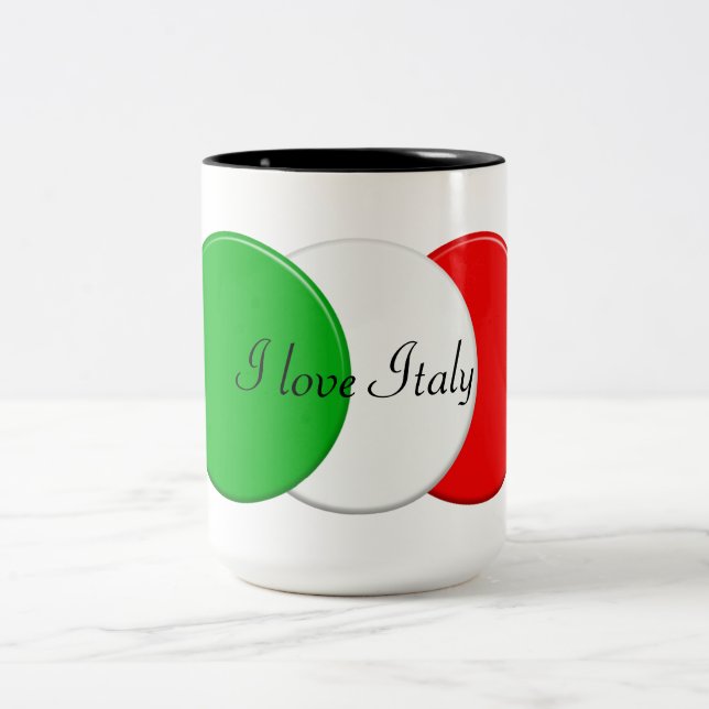 Tasse 2 Couleurs Drapeau de l'Italie. J'aime l'Italie (Centre)