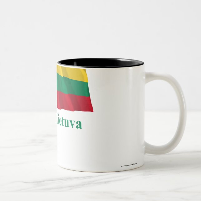 Tasse 2 Couleurs Drapeau de ondulation de la Lithuanie avec le nom (Droit)