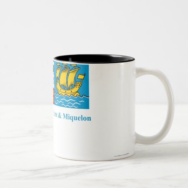 Tasse 2 Couleurs Drapeau de Saint-Pierre-et-Miquelon avec le nom (Droit)