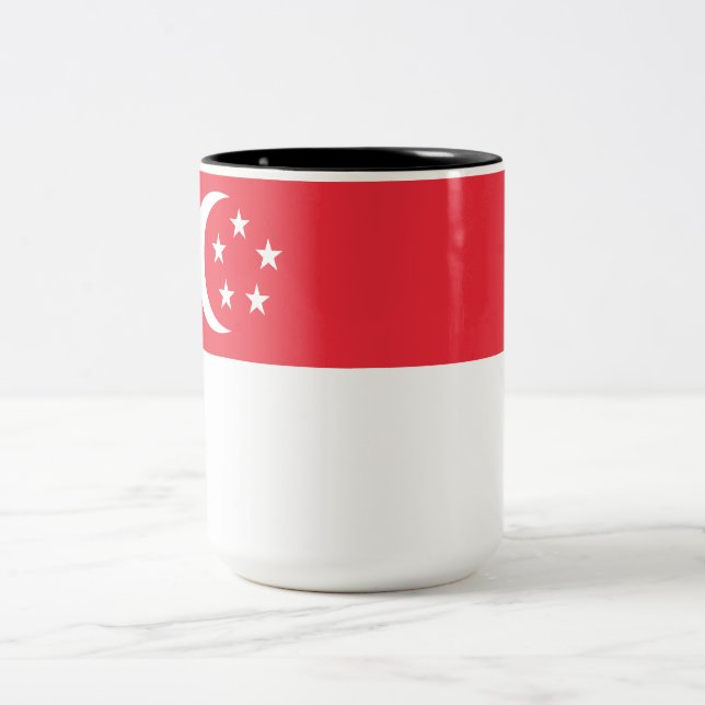 Tasse 2 Couleurs Drapeau de Singapour (Centre)