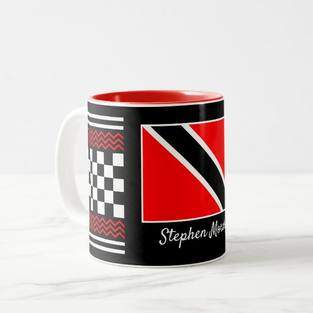 Tasse 2 Couleurs Drapeau de Trinité-et-Tobago avec votre nom dessus (Devant gauche)