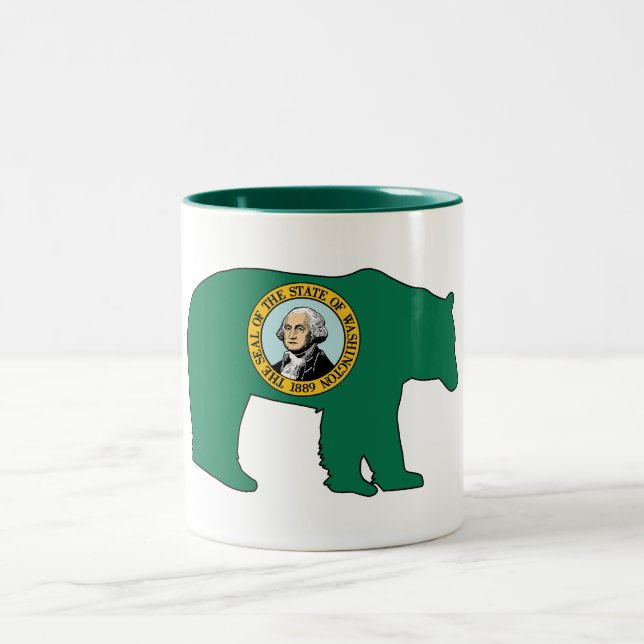 Tasse 2 Couleurs Drapeau de Washington ours (Centre)