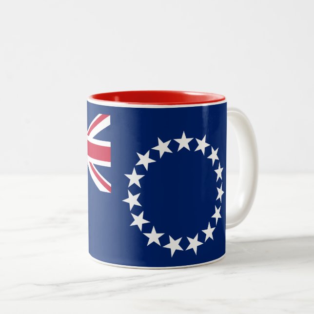Tasse 2 Couleurs Drapeau des Îles Cook (Devant droit)
