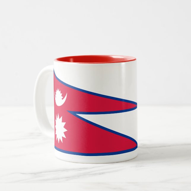 Tasse 2 Couleurs Drapeau du Népal (Devant gauche)