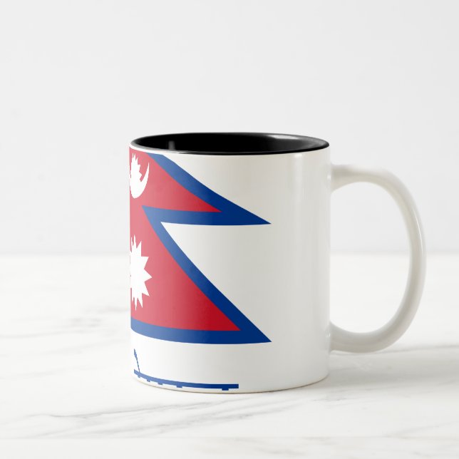 Tasse 2 Couleurs Drapeau du Népal avec le nom dans le Nepali (Droit)