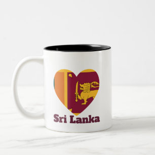 Tasse 2 Couleurs Drapeau en forme de cœur Sri Lanka