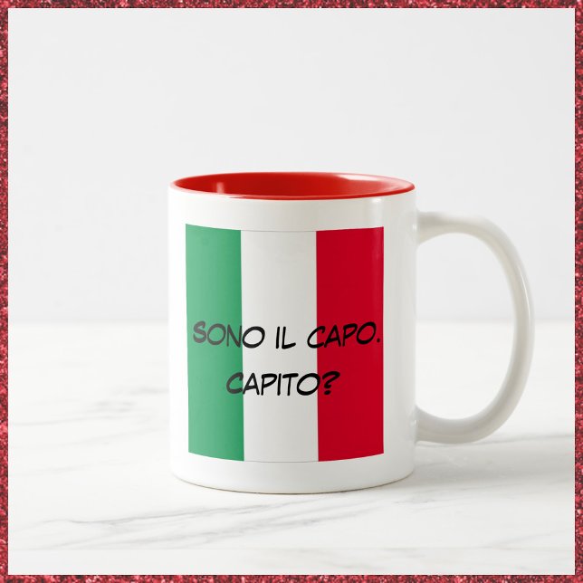 Tasse 2 Couleurs Drapeau italien mignon Je suis le patron en italie (Bookmark my store! https://www.zazzle.com/store/capricepetit)