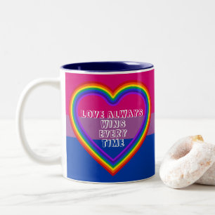 Tasse 2 Couleurs Drapeau LGBTQAI Bisexual Pride avec texte