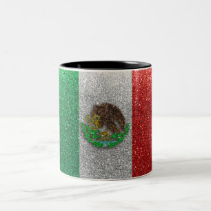 Tasse 2 Couleurs Drapeau mexicain Mexico Parties scintillant à bill