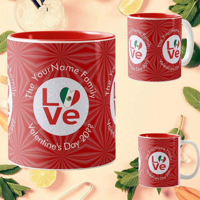 Tasse 2 Couleurs Drapeau Mexicain Rouge AMOUR (Créateur téléchargé)