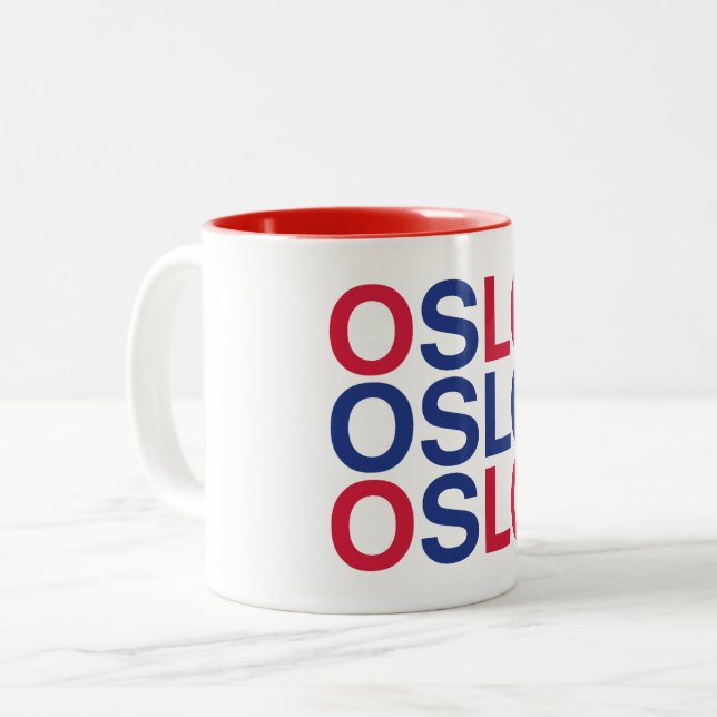 Tasse 2 Couleurs Drapeau norvégien OSLO (Devant gauche)