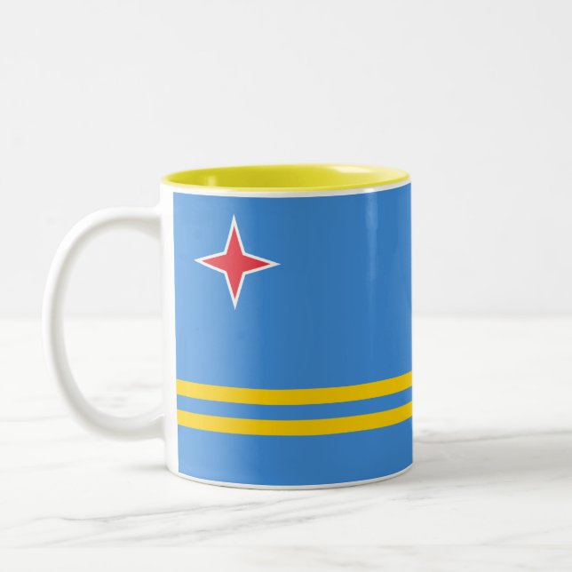 Tasse 2 Couleurs Drapeau Patriotique Aruba (Gauche)