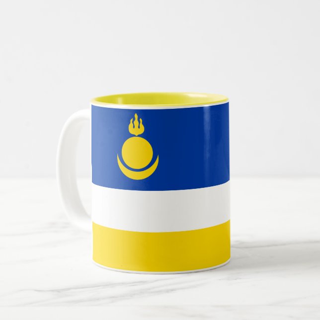 Tasse 2 Couleurs Drapeau patriotique de Bouriatie (Devant gauche)