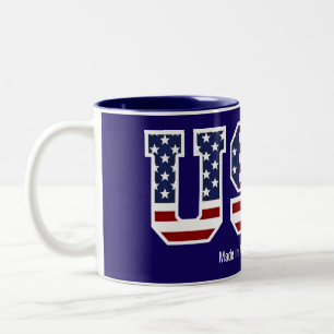 Tasse 2 Couleurs Drapeau patriotique USA Fabriqué en Amérique
