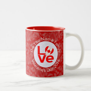 Tasse 2 Couleurs Drapeau personnalisé LOVE rouge canadien