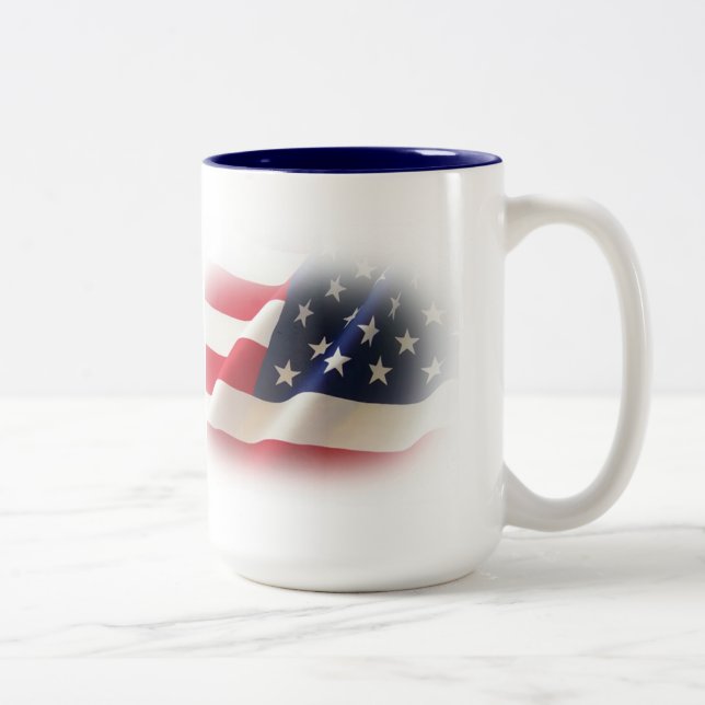 Tasse 2 Couleurs Drapeau rouge, blanc et bleu patriotique (Droit)