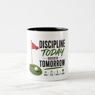 Tasse 2 Couleurs Drapeau rouge de golf Typographie de style de vie