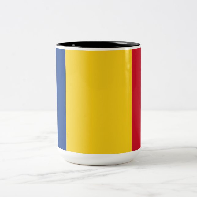 Tasse 2 Couleurs Drapeau roumain (Roumanie) (Centre)