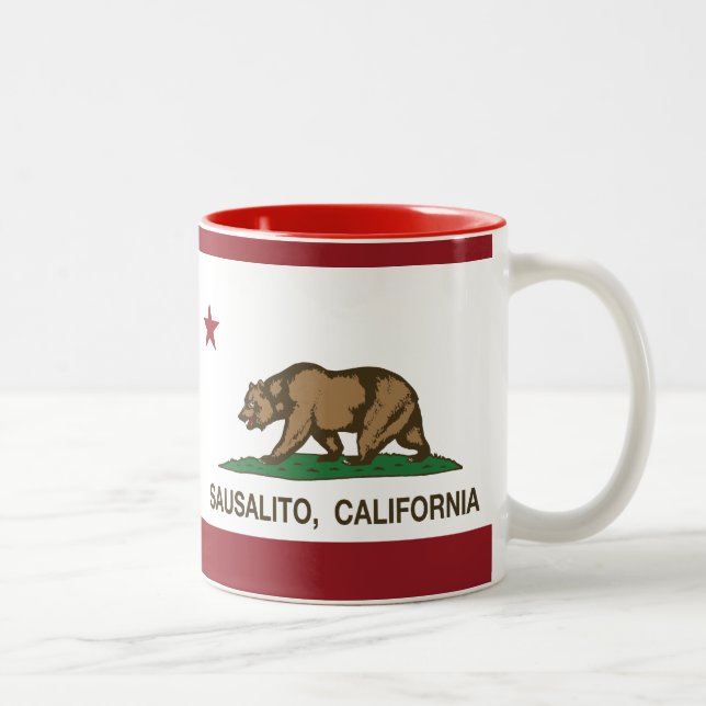 Tasse 2 Couleurs Drapeau Sausalito de République de la Californie (Droit)